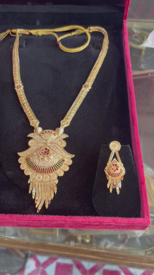 1 gm gold neclace long neclace