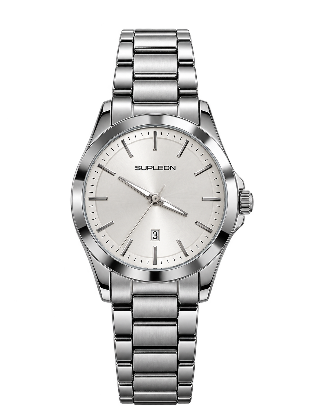 ⌚✨ Supleon Luxury Automatic Men’s Watch – Silver Stainless Steel Bracelet & White Dial