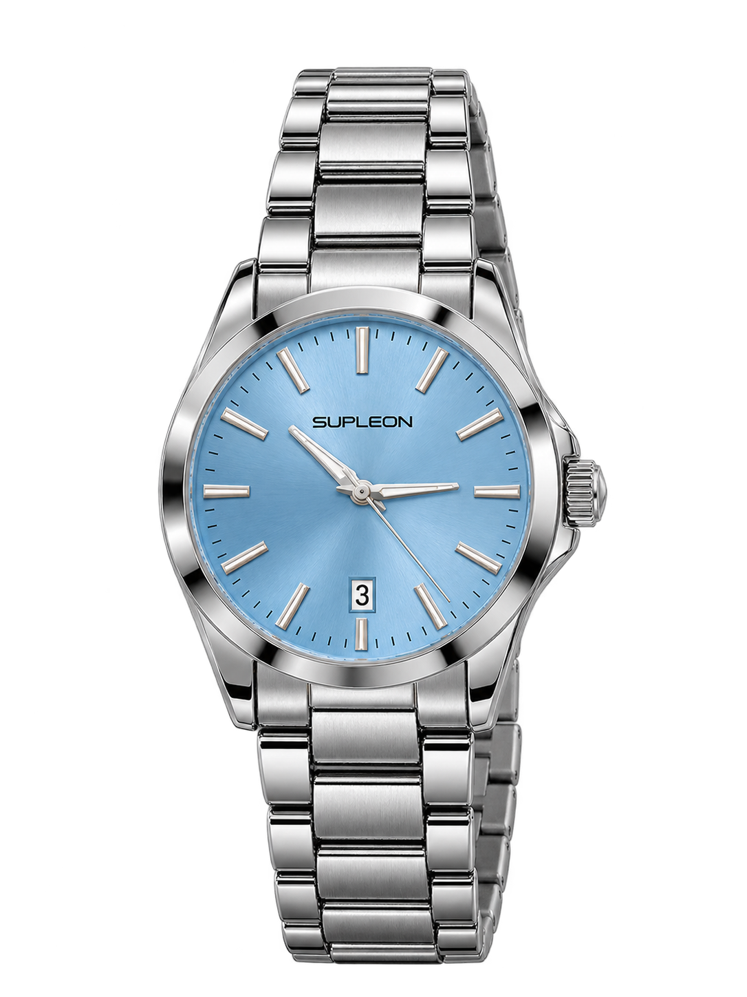 ⌚✨ Supleon Luxury Automatic Men’s Watch – Silver Stainless Steel Bracelet & Blue Dial