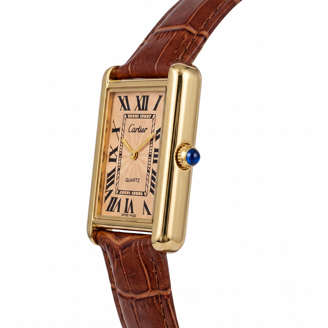 Luxury Vintage Classic Gold Rectangular Watch - Brown Leather Strap ✨⌚