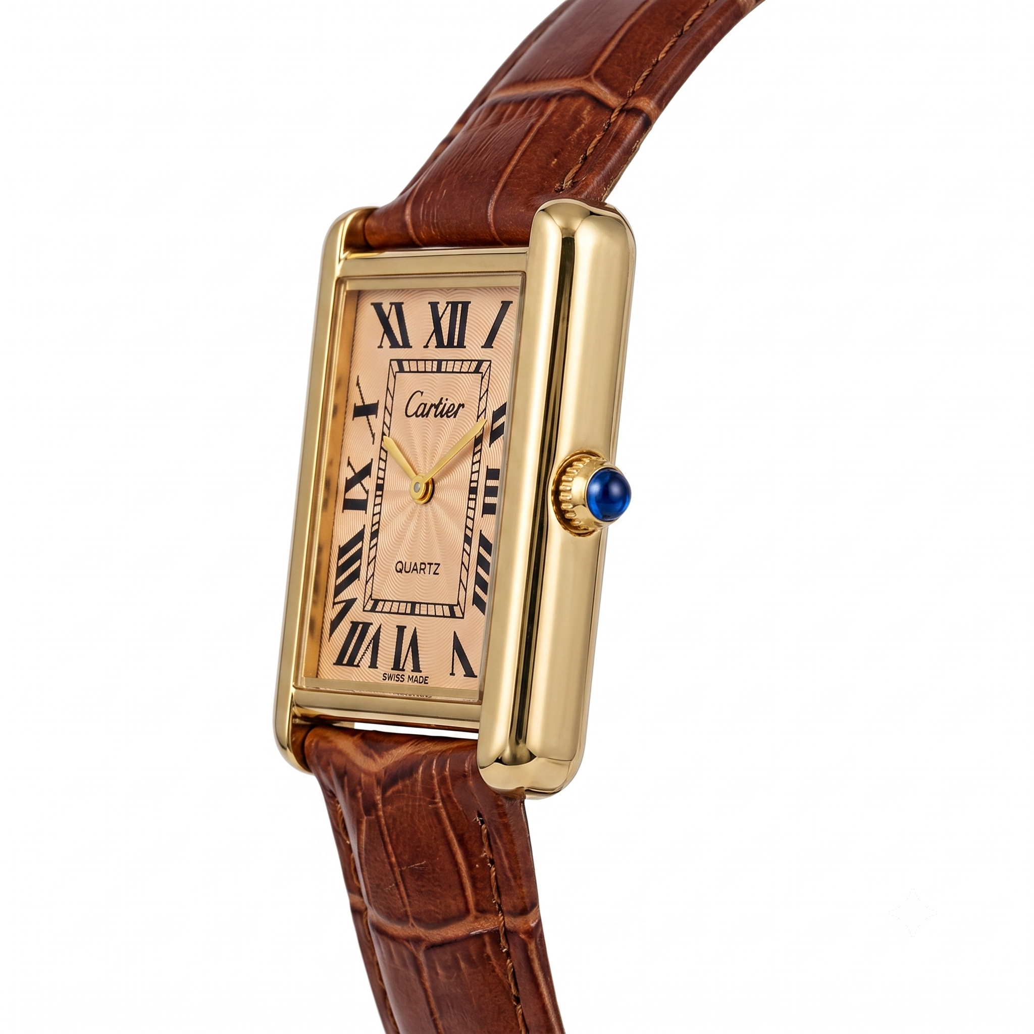 Luxury Vintage Classic Gold Rectangular Watch - Brown Leather Strap ✨⌚