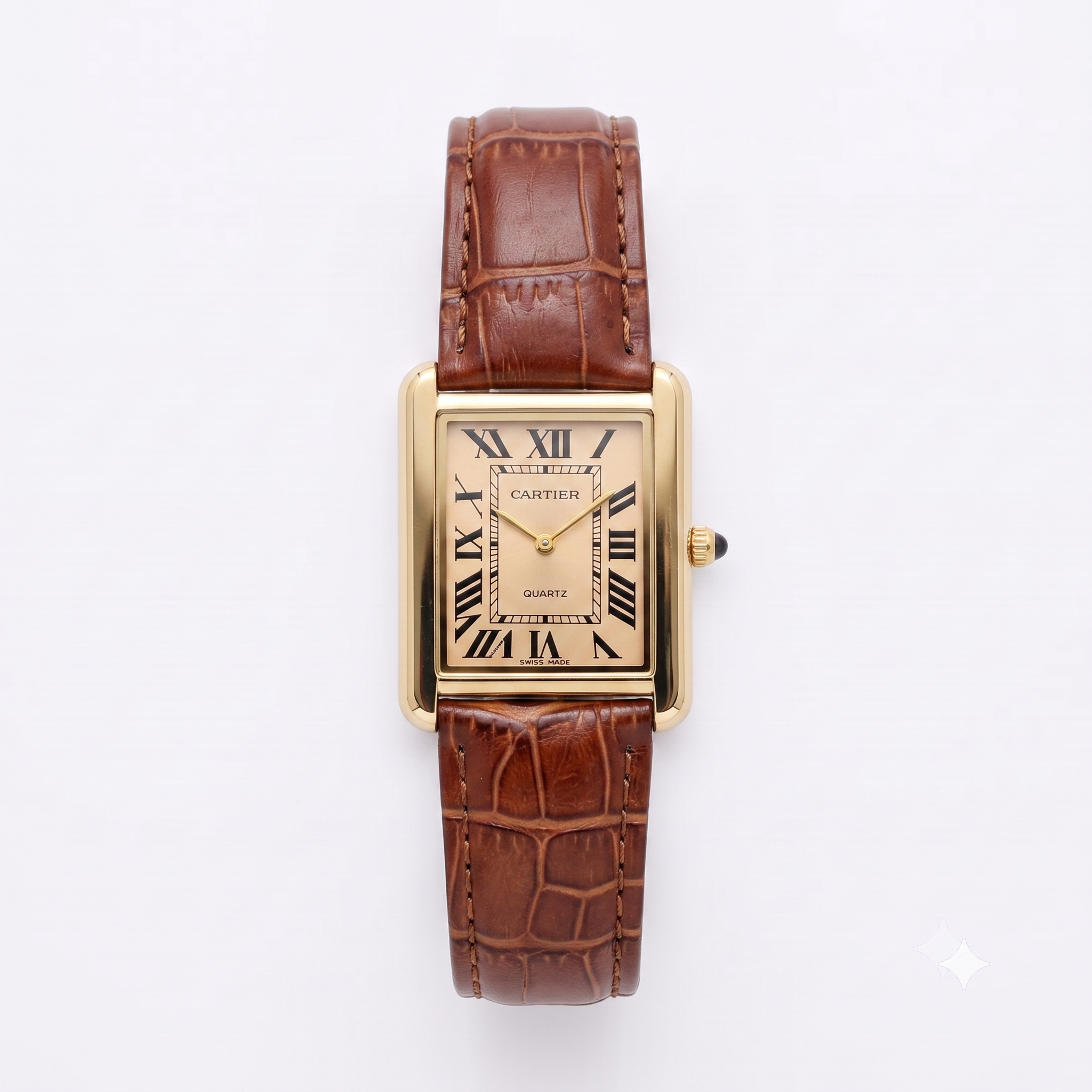 Luxury Vintage Classic Gold Rectangular Watch - Brown Leather Strap ✨⌚