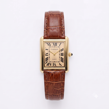 Luxury Vintage Classic Gold Rectangular Watch - Brown Leather Strap ✨⌚