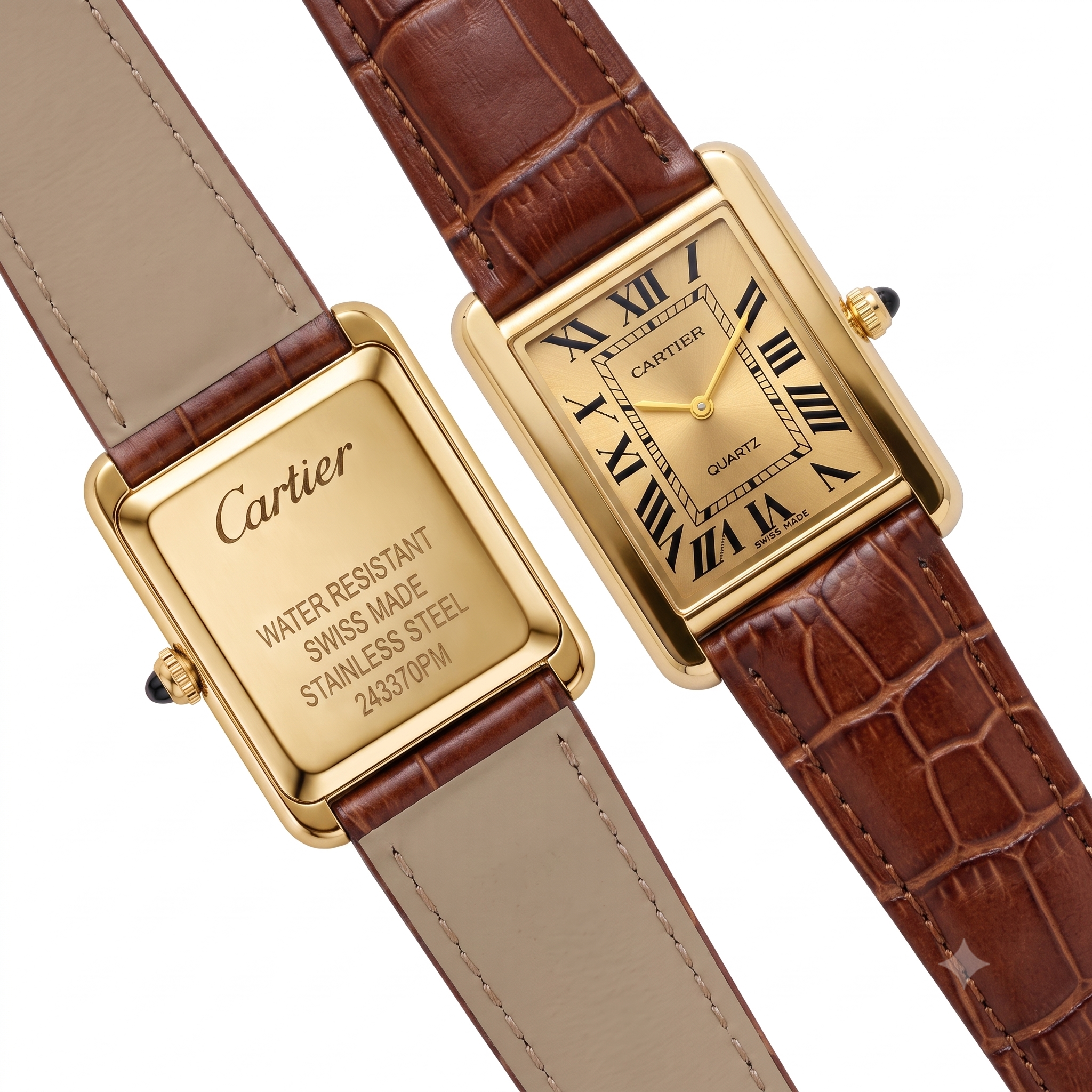 Luxury Vintage Classic Gold Rectangular Watch - Brown Leather Strap ✨⌚