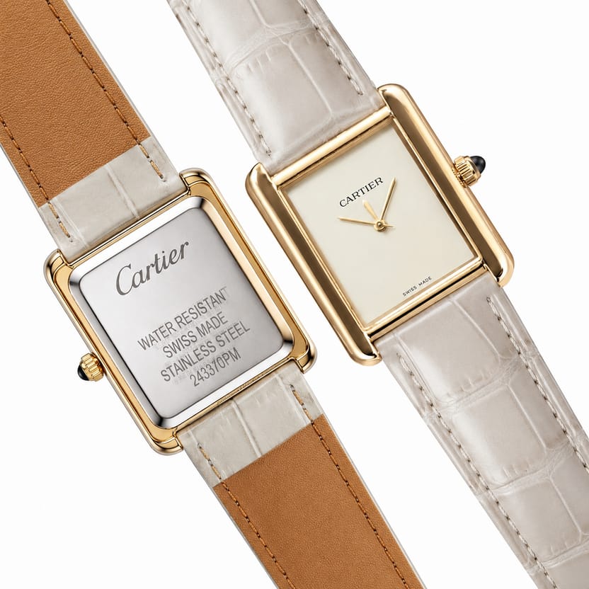 Elegant Cartier Tank Rectangular Analog Wristwatch with Crocodile Grain Leather 💫