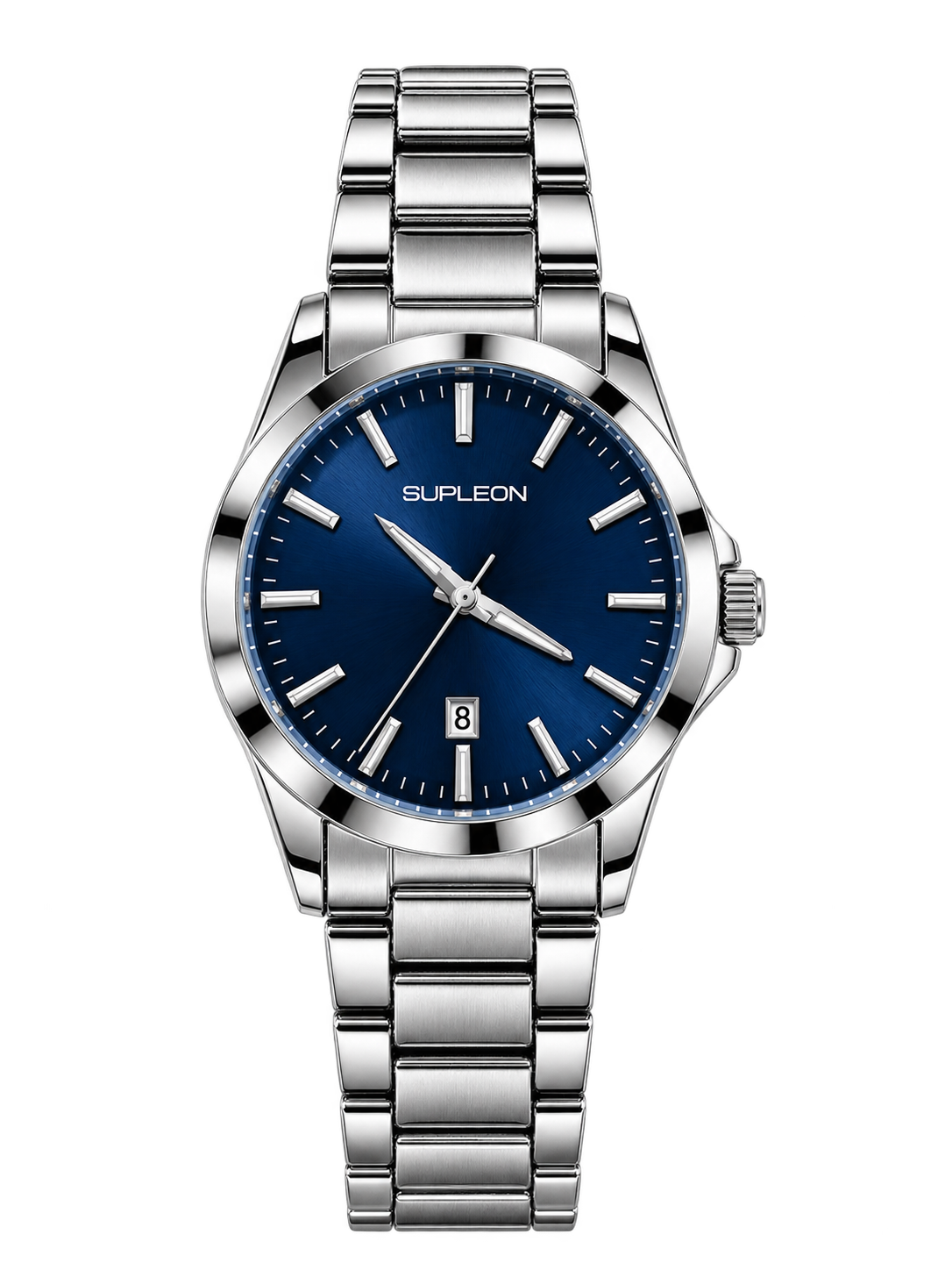 ⌚✨ Supleon Luxury Automatic Men’s Watch – Silver Stainless Steel Bracelet & blue Dial