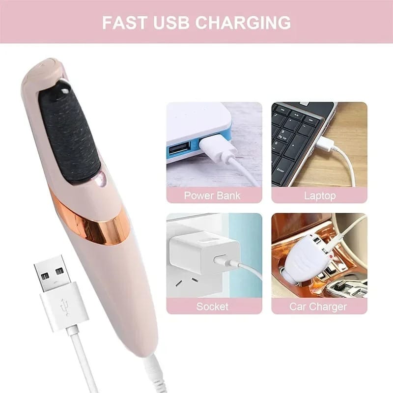 Electric Foot File Callus Remover

Rechargeable Foot Grinder with 2 Roller Heads, 2 Speeds & LED Light | Dead Skin Remover for Feet
